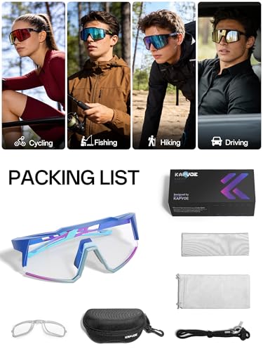 KAPVOE Photochromic Cycling Glasses Clear Mountain Bike Glasses K9022 - color: Purple-blue-photochromic-blue