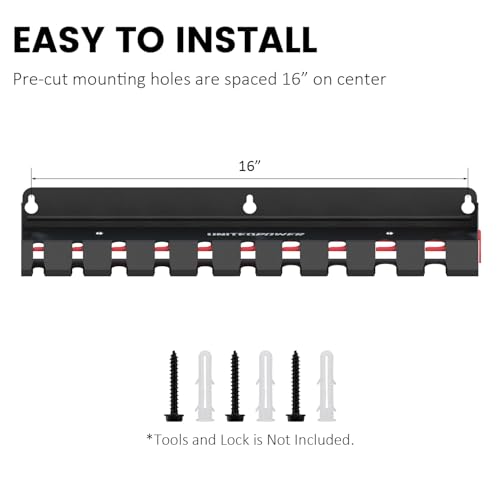 UNITEDPOWER Pry Bar Holder, Lockable Wall Mount Storage Rack Organizer for Workshop, Shed, Garage, Home, Stores up to 10 13 Tools or Extensions - style: Pry Bar Holder