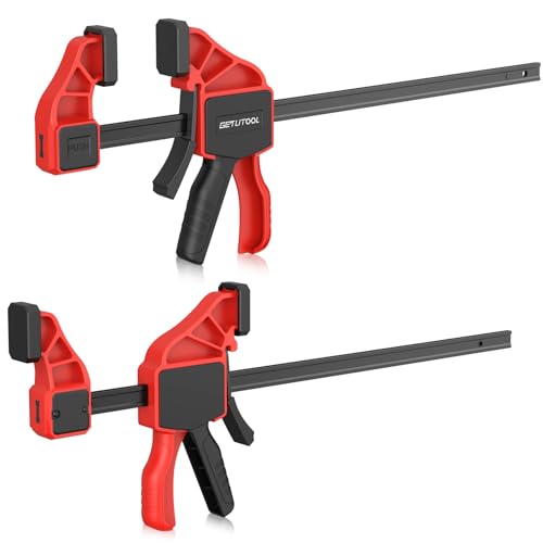 GETLITOOL 12-Inch Bar Clamps for Woodworking, 2Pcs 165lbs Quick Release Woodworking Clamps, 2-In-1 Ratchet Bar Clamp Set/Spreader, One Handed Wood Clamps for Hand Wood Working, DIY Projects