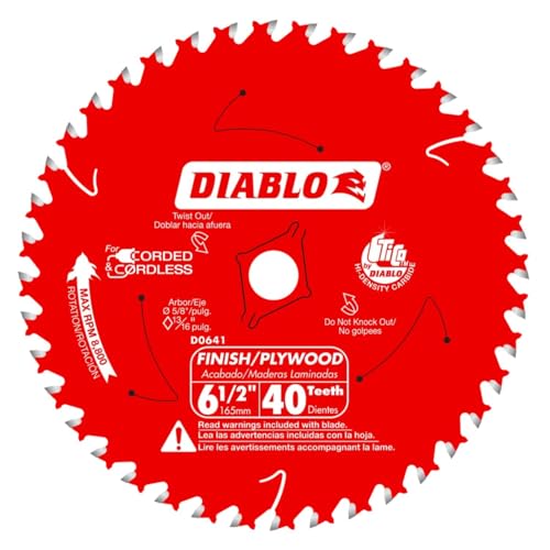 Diablo Finish Trim Saw Blade - 6-1/2" Dia, 40-Teeth, 5/8" Arbor - size: 6-1/2" Dia x 40T x 5/8" Arbor, style: Finish/Plywood