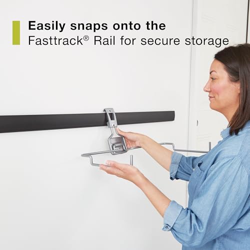 Rubbermaid Garage Fasttrack Recycling Bin Wall Mounted Recycling System Holds up to 50 pounds Blue/Satin Nickel for Home/Garage - style: Recycling Bin