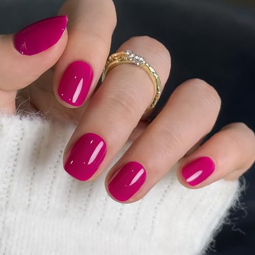 CurvLife Extra Short Square Press On Nails, Berry Crush Hot Pink, Soft Gel - color: A7 -Berry Crush
