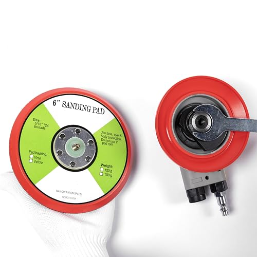 Pneumatic random orbital sander 6-inch light weight palm sander 3/16" (5 mm) diameter orbit 12000 RPM - style: 6in Non-Vacuum