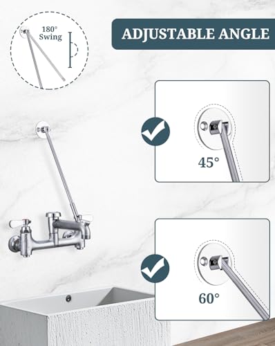 Mop Sink Faucet Support Rod Wall Bracket 180° Swing Installation Kit