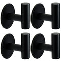 Vuzvuv Matte Black Self Adhesive Stainless Steel Towel Hook (4-Pack) | SUS304, Self-Adhesive, Heavy Duty, Waterproof, Coat Robe Clothes Wall Hook Holder for Bathroom Kitchen Office Hotel Pool - color: Black-4 Pcs