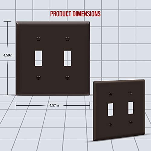 ENERLITES Double Toggle Light Switch Cover Plate, 2-Gang, 1 Pack, Brown - color: Brown, size: Screw