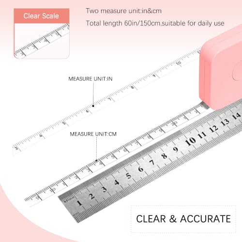 SlowVibes Bling Pink Diamond Retractable Body Measuring Tape, 60 Inch - color: Pink