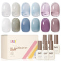 GAOY Mizzle Jelly Gel Nail Polish Set, 6 Colors Milky White Blue Purple | Buildable Color, UV Lamp Required, Long Lasting, Easy to Apply, Blooming Effect, Salon Manicure at Home - color: Mizzle