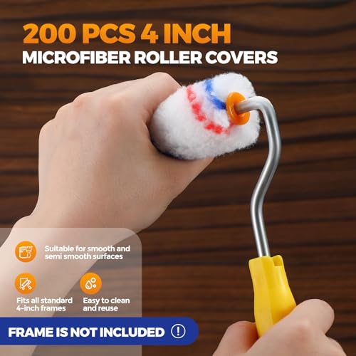Leumoi 200 Pcs 4 Inch Mini Paint Roller Cover, Red Blue - color: Red Blue