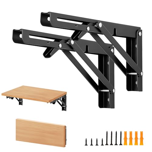 Matte Black Folding Shelf Brackets, 10 Inch, 4 Pack - size: 10 Inch