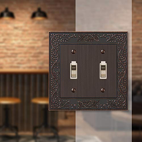 Amerelle 43TTVB English Garden Wallplate, 2 Toggle, Cast Metal, Aged Bronze, 1-Pack - color: Aged Bronze, size: 2 Toggle