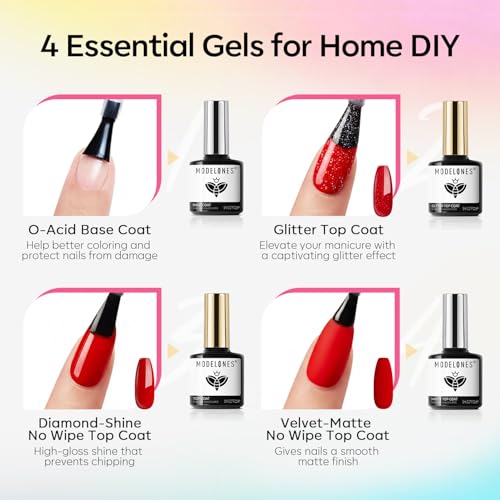 modelones Gel Nail Polish Set Jelly Glitter 32PCS 28Colors Nude Pink White - color: A2-Gloss Veil