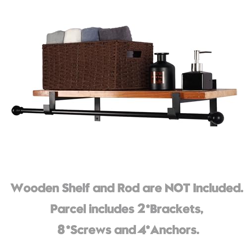 AddGrace Closet Rod Bracket Heavy Duty Shelf Brackets Black 6 Inch 2 Pack - color: Black, size: 6 Inch