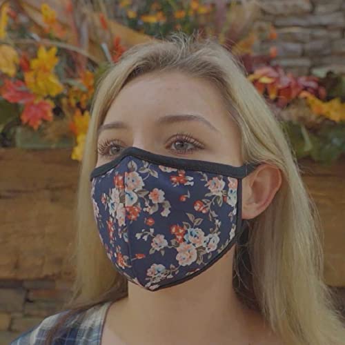 Cloth Face Mask for Women, Men - Reusable Fabric Masks with Nose Wire - color: Pack 3 Floral