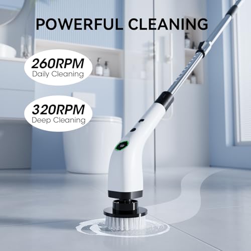 Electric Bathroom Cleaning Brush Cordless Shower Scrubber SD-CTB01 - color: White and Black