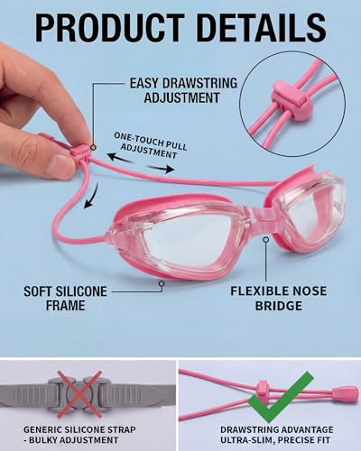 Aegend Swim Goggles, Swimming Goggles No Leaking Full Protect Adult Youth - color: Transparent Rose Red