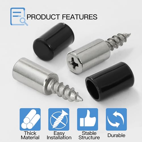 12pcs Screw in Shelf Pins with Anti-Slip Black Sleeve, Nickel Plated Shelf Pegs Cabinet Shelf Holders Shelf Support Pegs, Small Shelf Brackets Phillips Head Pegs for Shelves - color: Black Sleeve