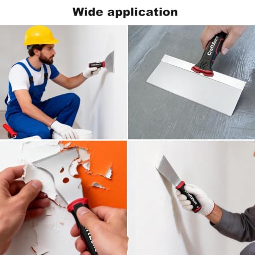 14Pcs Drywall Knife Set Drywall Patch Kit Included Putty Knives Taping Knives Painter Scraper Bucket Scoop Mud Pan Paint Scraper Mud Mixer & Tool Bag