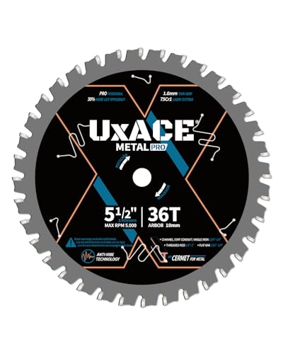 5-1/2-Inch 36-Tooth Circular Saw Blade, 10 mm Arbor, Ferrous Metal, Steel Cutting Blade, Carbide Tip, Thin Kerf, for Channel, EMT Conduit, Angle Iron, Threaded Rod, Flat Bar - size: 5-1/2", 0.39" Arbor, 36T
