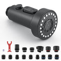 J-HVA Pull Down Kitchen Faucet Sprayer Head Replacement Part, Matte Black | 3 Function with 15 Adapters Pull Out Sink Sprayer Replacement Nozzle, Kitchen Faucet Head Hose Spray Tap Spout - color: Matte Black
