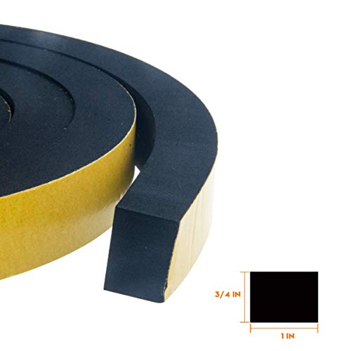 CloudBuyer Weather Stripping Foam 2-Roll, 1 Inch Wide X 3/4 Inch Thick, Insulation Strips with Adhesive for Door & Automotive, Air Conditioner Seal (13 Feet Total, 6.5 Feet/Roll) - size: 1in * 3/4in * 13FT