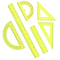 Plastic Clear Ruler Math Set, 6" | 12" Straight Ruler Protractor, 2 Protractors 180 Degree 2 Triangle Rulers 45 | 60 Degree 2 Straight Rulers Measuring Tool for School Office Home Supplie, Yellow - color: Yellow