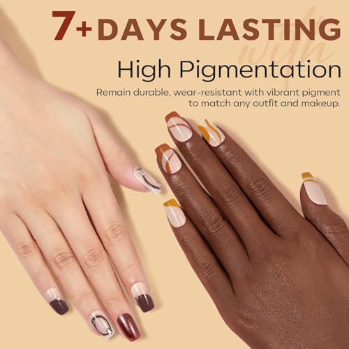 modelones Nail Polish Set, 6 Colors Nude Brown Maroon Nail Lacquer Kit - color: C2 Orange Brown