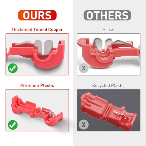 Nilight 120PCS/60 Pairs Red T-Tap Quick Splice Disconnect Wire Terminals - size: 120Pcs 22-16AWG