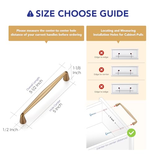 Ravinte Champagne Bronze Cabinet Handles Solid Handles,5 Inch,10 Pack - color: Champagne Bronze, size: 5 Inches Hole Center