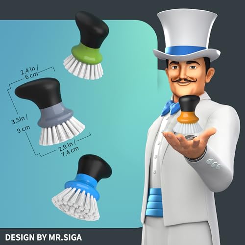 MR.SIGA Dish Scrub Brush, Palm Brush Dish Scrubber, Orange, Pack of 2 - color: Orange