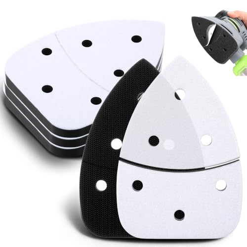 5 Pcs 6 Holes Foam Sanding Pads, with Cutting Line - color: Black and White, size: 6 Holes with Cutting Line