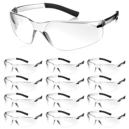 12 Pack Safety Glasses Bulk for Men Women, Tinted Safety Glasses, Clear - color: Clear