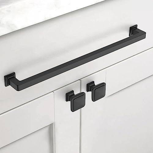 Asidrama 10 Pack 12.6 inch Matte Black Kitchen Cabinet Handles | Heavy-Duty Solid Zinc, 2 Screw Sizes, 12.6" Hole Center(320mm), Cupboards, Drawers, Dressers, Furniture, Hardware - color: Matte Black, size: 12.6" Hole Center(320mm)