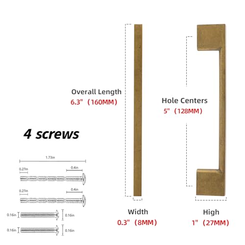 10 Pack 5 Inch(128mm) Cabinet Pulls Antique Brass Kitchen Cabinet Handles Zinc Alloy Drawer Pulls Solid Cabinet Hardware - color: Antique Brass, size: 5'' Hole Center(128mm)