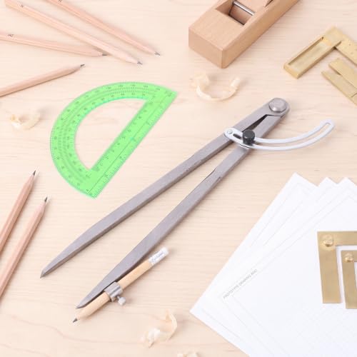 12 Inch Professional Compass for Woodworking with Wing & Protractor, Green - color: Green, size: 12 Inch