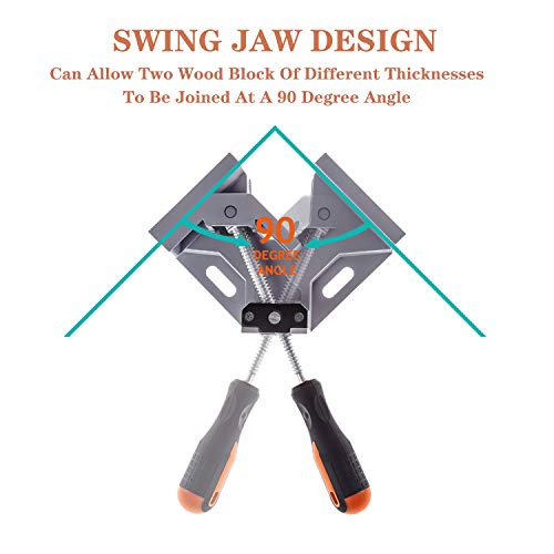2pcs Corner Clamp - Right Angle 90 Degree Wood Clamps For Woodworking, With Adjustable Swing Jaw Aluminum Alloy Frame, For Welding, DIY Woodworking - style: 2pcs