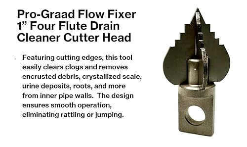 Flow Fixer Drain Cleaner Cutter Head 1", Spear, Slot, for 1-1/4" - 2" Pipes - style: 1" Four Flute (for 1-1/4" - 2" pipes)