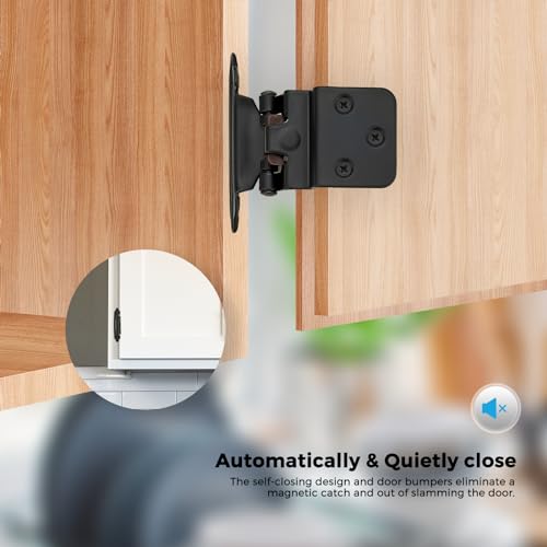 Matte Black Cabinet Hinges Self Closing, 3/8 Inch, 20 Pack (10 Pairs) - color: Matte Black, size: 3/8 inch Insert