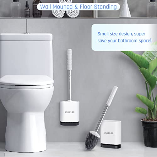 Sellemer Silicone Toilet Brush, Ventilation Slots Base Holder 1 Pack, White - color: White-1pcs