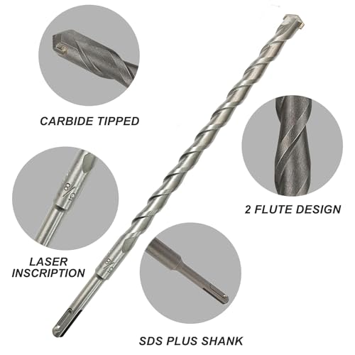 SDS Plus Drill Bits – 4pcs 12 Inch Concrete Masonry SDS Plus Drill Bit Set - Carbide Tipped - Rotary Hammer Drill Bits for Brick, Stone, Concrete (5/8” x 12”, 3/4” x 12”, 7/8” x 12”, 1” x 12”) - size: 4PCS(5/8” x 12”,3/4” x 12”,7/8” x 12”,1” x 12”)