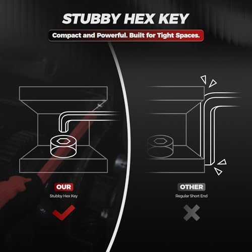 TOMMARS 31-Piece Stubby Allen Wrench Set, SAE, Metric & TORX Hex Keys - size: Stubby-length