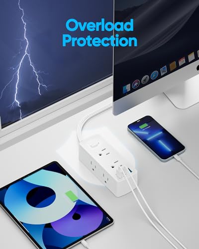 2 Prong Flat Plug Power Strip, Olcorife 2 Prong to 3 Prong Outlet Adapter, 5 FT Flat Extension Cord with 6 Outlets 3 USB Ports(1 USB C), US to Japan Plug Adapter - size: 5 FT, style: 6AC(2 Prong Plug)