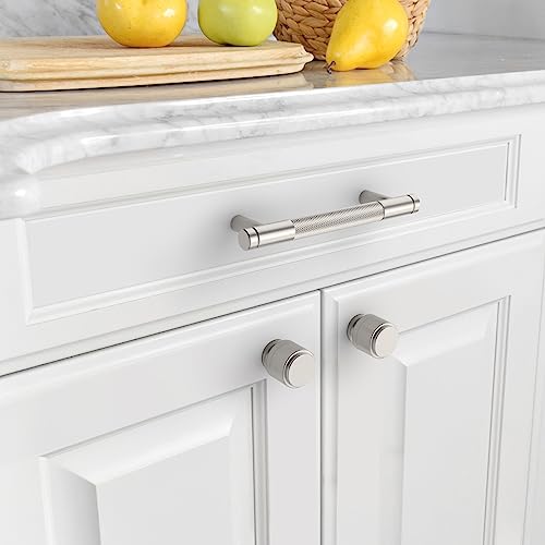 Asidrama 20 Pack Brushed Satin Nickel Kitchen Cabinet Knobs - Knurled Dresser Drawer Cabinet Hardware Zinc Knobs for Dresser Drawers - color: Brushed Satin Nickel, style: 20 Pack