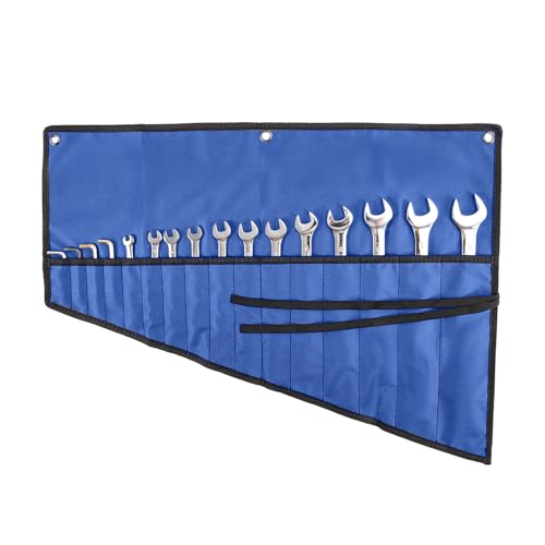 Wrench Organizer, Tool Roll Pouch,16-Pocket Waterproof Oxford Cloth - color: Blue