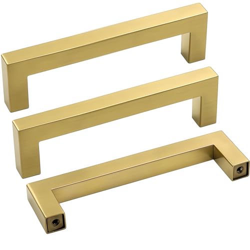 Goldenwarm 25 Pack 3.75 Inch Gold Cabinet Handles Brushed Gold Cabinet Pull - color: Gold, size: 3-3/4in Hole Centers