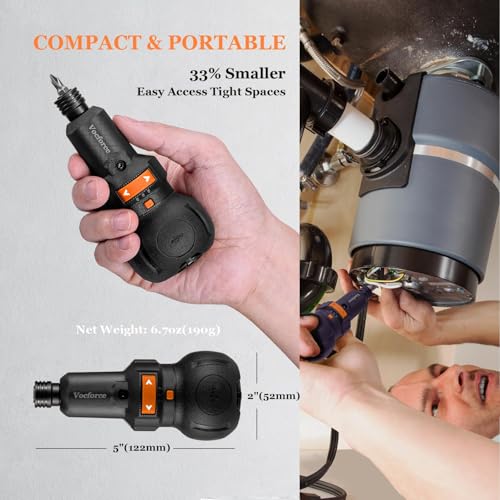 Electric Screwdriver, 5" Compact 400RPM Small Cordless Screwdriver