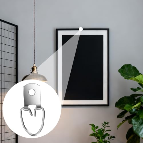 SHEUTSAN D Ring Picture Hangers, 1.25 Inch, 500 Pack with Screws, Single Hole Frame Hanging Hooks