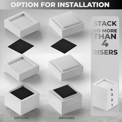 FASONLA Bed Risers (Set of 8) Furniture Risers Lifts Height 1", 2", 3" or 4", Solid Natural Wood Risers, Non-Slip Recessed Hole to Heavy Bed/Furniture (White Color) - color: White Color