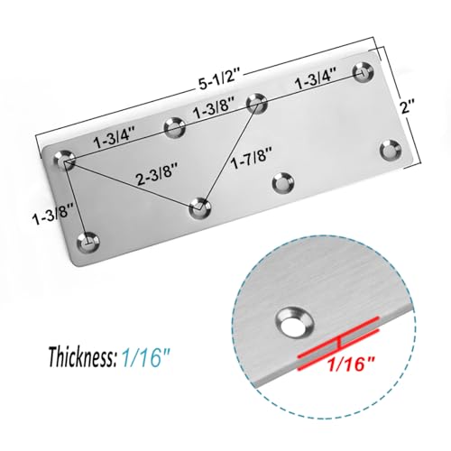 10 Pack 5-1/2" x 2" Flat Mending Plate, Stainless Steel Metal Bracket | with Countersunk Hole