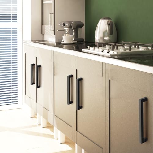 VEVOR 30 Pack Black Cabinet Pulls, 5.03in / 128mm Center to Center Kitchen Cabinet Drawer, Rust and Scratch-Resistant Hardware, Stainless Steel Door Handles for Kitchen Bathroom Bar Hardware Matte - size: 5 inch Hole Centers(128mm)